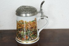 DEKORATIVER SAMMLERKRUG MIT ZINNDECKEL VON FRANKLIN PORZELLAN 1980 #10943