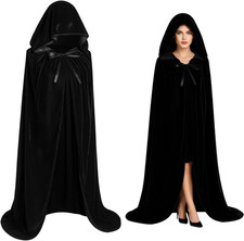 Schwarzer Umhang Kapuze Samt