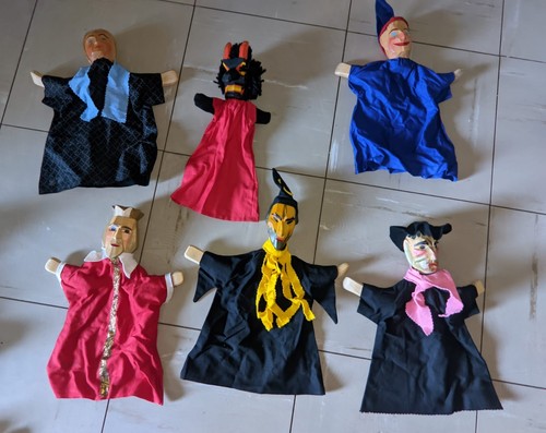 Vintage handpuppen aus holz - handpuppen,