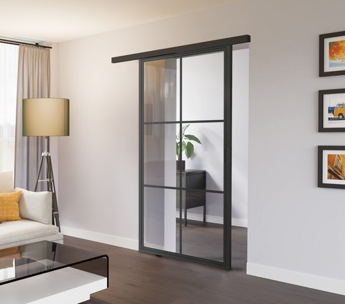 Stahl loft schiebetür - stahl, glas