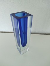 Murano Glas Sommerso Blockcase blau 15 cm, 60er Jahre