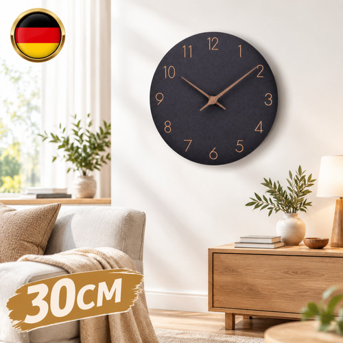 Schwarz wanduhr holz cm - schwarz,
