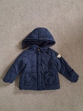 ? Steiff Winterjacke Mädchen Gr. 92 Dunkelblau Kapuze Teddy Logo warm