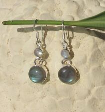 ? Ohrringe Silber 925 mit Labradorit Sternzeichen Löwe und Mondstein