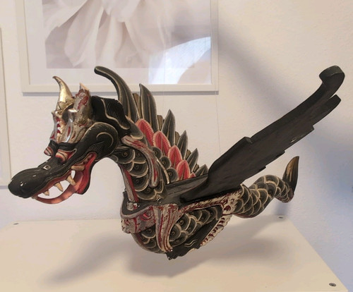 Handbemalte holz drachen - holz, figur