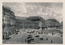 AK S/W LEIPZIG - HAUPTBAHNHOF - PFERDE-WAGEN - HOTEL ASTORIA UNGELAUFEN!