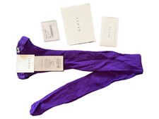 Gucci Damen Strumpfhose Lila Gr. M mit abnehmbarer Glitzerbrosche Square G