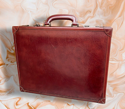 Vintage leder aktenkoffer - leder,