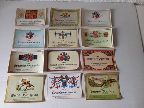 12x alte weinetiketten - 12x,