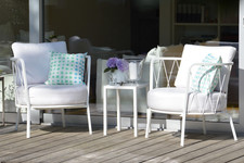 SUNDERLAND Loungesessel Stahlrohr weiß Kissen weiß Jan Kurtz