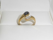 333 Gold Ring 8K Gelbgold Saphir  Diamant 2,43 g Verlobung RG 53 - 16,8 mm 9592