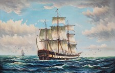 Ölgemälde 60x90 Segelschiff