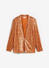 Pailletten-Blazer mit Schalkragen Gr. 40 Metallic Kupfer Damen Abend-Sakko Neu*