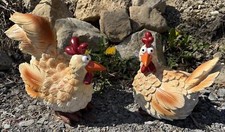 Huhn Deko Garten Figur Hühner lustig Gartenfigur Gartendeko Tier Figuren 2er Set