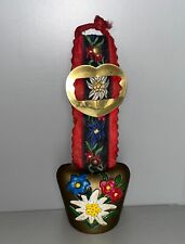 vintage Tischglocke Kuhglocke Ziegenglocke Geißglocke mit Band Edelweiß