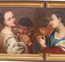 Seekatz Johann Konrad zugeschrieben 1719-1768 HÖREN und SEHEN ALLEGORIEN BAROCK 