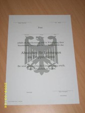 Orden BRD BW Blanko Urkunde Leistungsabzeichen Frauen
