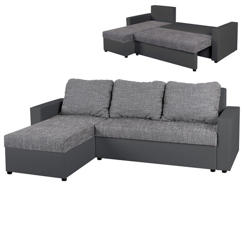Ecksofa grau liegefunktion - -,