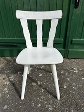 Holz Wirtshaus Stuhl Küchen Schänke Kneipen Stühlei n weiß  Vintage Midcentury