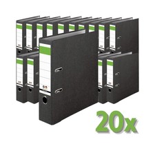 20er Set Ordner schwarz A4 8cm Wolkenmarmor Briefordner Aktenordner Balken grün
