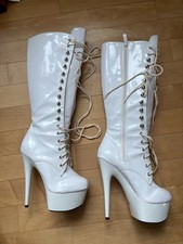 Lackstiefel Glänzend weiß 36