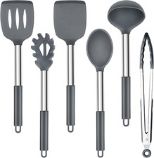 Herogo Silikon Küchenhelfer Set, 6 Stück Kochutensilien Kochbesteck Set Mit Edel