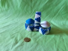 Vintage DDR Salzstreuer Pfefferstreuer blau weiß VEB Metaplast Quedlinburg
