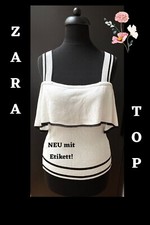 🌼 NEU mit Etikett! Weiß-schwarzes Strick-Top mit Volant - Zara - S/ 36