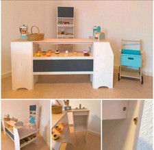 Kaufladen Kinder Kaufmannsladen aus Holz mit Kreidetafel In Mint-Weiß 