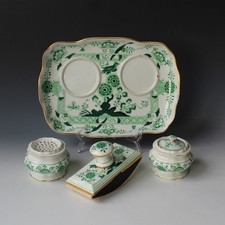 Meissen - altes Schreibset / Tintenzeug - Fels- und Vogeldekor - vor 1764 / V26