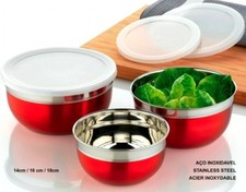 3tlg. Edelstahl Dosenset rot mit Deckel Vorratsdosen