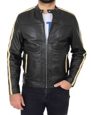 Herren Schwarz Leder Biker