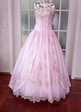 Ballkleid Brautkleid Krinoline Sissi Barock rosa Stickerei mit Bolero  Gr. 36