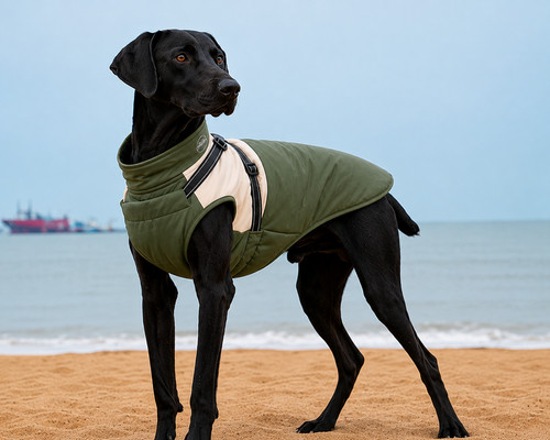 Hundemantel grün beige - -beige, top