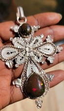 Black OPAL AUF 925 Silber Anhänger 115ct