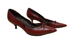 50er 60er  Damen Pumps Elite Modell Leder Gr. 4 Pfennigabsatz 50s 60s Vintage