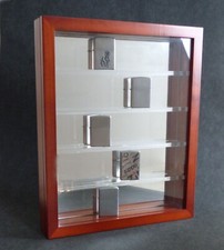 Feuerzeug Vitrine Display Holz Braun Spiegel ⁕ Passend für 25-30 Zippos