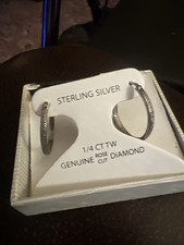 One Fourth Kt Tw Rosenschliff Diamant Silber Creolen