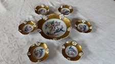 Rosenthal Moliere, Schale 19cm + 6 Schalen 10cm, Paradiesvogel, Gold, neuwertig