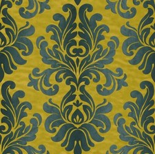 Rasch Vliestapete En Suite, 546156, Damast, Barock, petrolblau -gruengelb