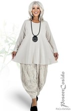 LAGENLOOK Tunika Glocken-Basic-Long-Shirt natur sand 42 44 46 48 50 52 54 56 58