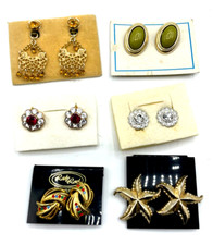 Konvolut diverse Ohrclips 6 Paar vintage Ohrringe alle ungetragen Modeschmuck