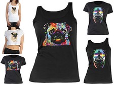 Mops Damen T-Shirt - Hunderassen T-Shirt Zeichnung Mops / Pug Welpen Hunde