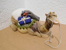 Krippenfigur großes Kamel bepackt liegend 1988 Lang sel. Erben Oberammergau