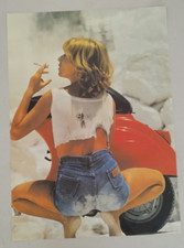 Vespa  Poster Mädel mit v50