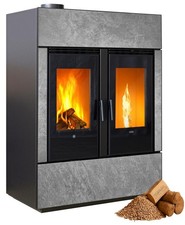 Klover DUAL AIR Hybrid Kombi Kaminofen Holz Pellet Soap Stone/Stahl 17,81 kw Hyb