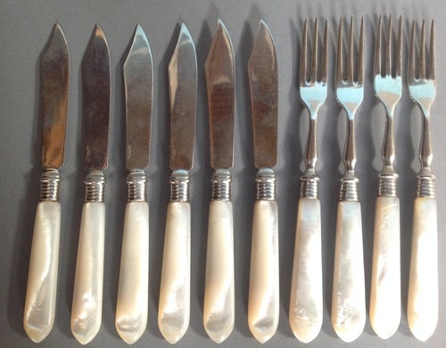 10x perlmutt fischbesteck - 10x,