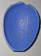 Schale Deko Kokosnuss Handbemalt, Blau, Gold, Unikat, Aufbewahrung