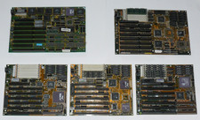 Konvolut 5x Alte Motherboards + Keramik-CPUs mit Gold Anteilen ISA 386er 486er