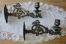 2 Wunderschöne Wand-Kerzenständer  Messing Schwenkbar Jugendstil Klavierleuchter